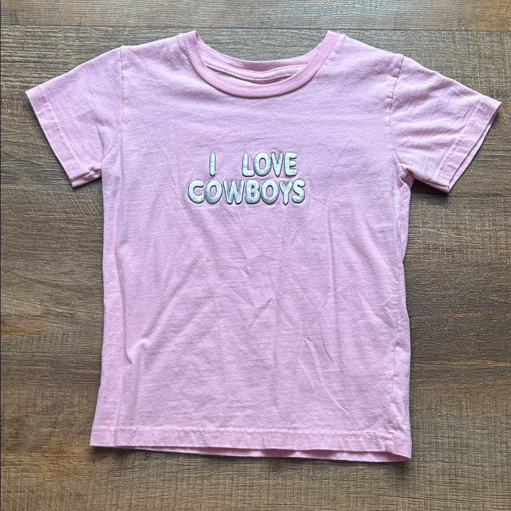 Crop Top T-Shirt with 'I Love Cowboys' Print